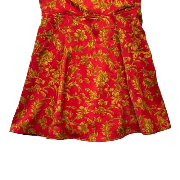 Urban Outfitters Orion Bustier Mini Dress Red Gold Floral Women's size Large NWT - Picture 8 of 15
